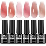 Gel nail polish 6 colours transparent nude pink jelly semi - permanent soak off uv led manicure healthy ...