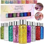 Gel paillet� visage et corps - trahoo - 9 flacons - paillettes �paisses - couleurs vari�es - application ...