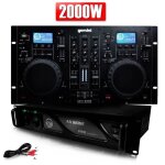 Lecteur combo cd - usb - gemini - cdm4000 - amplificateur ax - 2000 - 2000w - noir