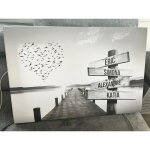 Gnrique toile personnalise avec cadre prnom famille coeur et ponton coucher de soleil 40 x 60 cm ...