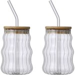 Gertes  boire avec paille de verre - 2pcs verte ctele verres  boire avec des paille