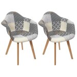 Giada - lot de 2 fauteuils patchwork motifs griss