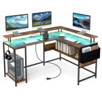 Gianatex bureau dordinateur en forme de l - station de charge - bureau dangle avec led - support pour ...