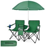 Giantex 2 chaises de camping pliantes avec parasol - avec porte - gobelet et poche isotherme - fauteuil ...