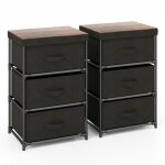 Giantex lot de 2 commode � 3 tiroirs en tissu pliable et amovible - cadre en m�tal - meuble de rangement ...