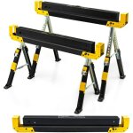 Giantex 2 tr�teaux pliable - chevalet de sciage portable en acier - r�glage en hauteur - charge de 1180 ...