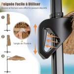 Giantex 27m parasol paille en pe parasol d�port� de style hawa�en tropical avec double toits 8 baleines ...