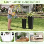Giantex 2pcs pot de fleur exterieur carr�s cache pot plante auto - arrosants avec trous de drainage et ...
