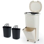 Giantex 38 l poubelle de cuisine avec 4 roulettes - 3 compartiments - couvercles � pression - p�dale ...