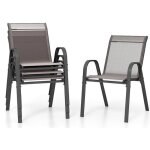 Giantex lot de 4 chaises de jardin empilables - fauteuils ext�rieur en tissu + cadre en fer - 56x 70x ...