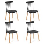 Giantex lot de 4 chaises de salle � manger - pieds en h�tre - dossier � barreaux - salon cuisine - 48 ...