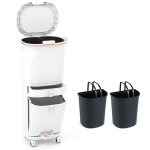 Giantex 42 l poubelle de cuisine avec 4 roulettes - 3 compartiments - couvercles � pression - tiroir ...