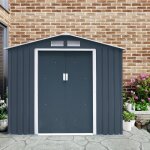 Giantex abri de jardin en mtalcabane de rangement  outils213x127x185cm (h x i x l) / 271m gris