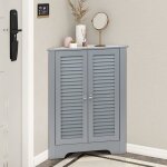 Giantex armoire de salle de bain �tag�re r�glable 2 portes � volet meuble de rangement pour salon chambre ...