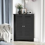Giantex armoire de salle de bain �tag�re r�glable 2 portes � volet meuble de rangement pour salon chambre ...