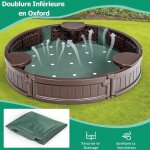 Giantex bac � sable enfant avec 3 si�ges d�tachables bac � sable rond avec couvercle pour enfants plus ...