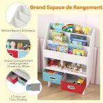 Giantex biblioth�que pour enfants � 3 niveaux - compartiment ouvert et 2 tiroirs pliables avec kits anti ...