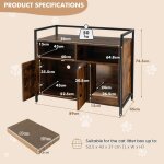 Giantex bo�te � liti�re pour chat meubles pour chat cadre en m�tal robuste planche � gratter caisse en ...