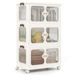 Giantex bo�te de rangement � roulettes 159 l en plastique - 3 bacs de rangement pliables et empilables ...