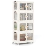 Giantex bo�te de rangement � roulettes 212 l en plastique - 4 bacs de rangement pliables et