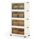 Giantex bo�te de rangement � roulettes 280 l en plastique - 4 bacs de rangement pliables et empilables ...