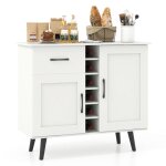 Giantex buffet de cuisine moderne - casier � vin - tiroir - 2 etag�res r�glables - armoire de rangement ...