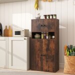 Giantex buffet de cuisine style industriel - �tag�res r�glables - 2 armoires � portes - compartiment ...