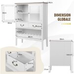 Giantex buffet meuble de rangement avec �tag�re � vin 2 portes en verre tremp� 2 tiroirs 90x40x1265cm ...
