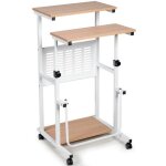 Giantex bureau dordinateur 2 - en - 1 ajustable et mobile avec roues universelles plateau de clavier ...