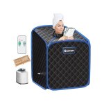 Giantex cabine de sauna pliable 2l 1000w sauna � vapeur portable � domicile avec chaise pliante 9 niveaux ...