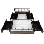 Giantex cadre de lit en m�tal 200 x 140 cm - sommier � lattes - 4 tiroirs en tissu - charge 300kg - t�te ...