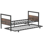 Giantex cadre de lit simple en m�tal avec lit gigogne - sommier � lattes - roulettes - style industriel ...