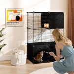 Giantex cage pour chat interieur enclos chat en fil m�tallique modulable montage personnalis�(74x47x110 ...