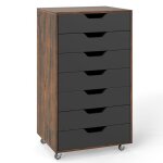 Giantex caisson de bureau � roulettes commode � 7 tiroirs meuble de rangement style industriel salon ...