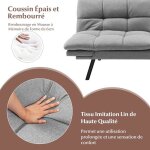 Giantex canap� lit en mousse � m�moire charge 273kg - canap� - lit futon - dossier et accoudoirs r�glables ...