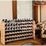 Porte - bouteilles empilable en pin pour 72 bouteille giantex - tagre  vin modulable  6 niveaux - ...