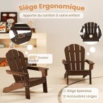 Giantex chaise adirondack de patio pour enfants 3 - 8 ans en hdpe r�sistanteavec large si�gedossier & ...