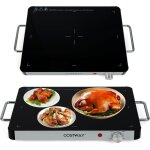 Giantex chauffe plat �lectrique dessus en verre tremp� 48 x 30 cm temp�rature r�glable 3 niveaux anti ...