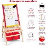 Giantex chevalet enfants en bois double face 3 en 1tableau noir / blanc magn�tique avec bo�te de rangement ...