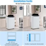 Giantex climatiseur mobile 14000btu - fonction chauffage / nuit / auto - minuterie - app - 40m2 - avec ...