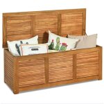 Giantex coffre bote en bois d?acacia banc avec rangement 120 x 45 x 45 cm charge de 150 kg naturel