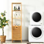 Giantex colonne de salle de bain en bambou armoire de salle de bain avec panier à linge basculantet et ... Giantex colonne de salle de bain en bambou armoire de salle de bain avec panier à linge basculantet et ...