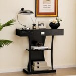 Giantex console meuble entre - tiroir et 3 tages - table dappoint en bois moderne - cadre en mtal ...