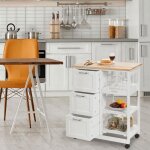 Giantex desserte de cuisine en bois  roulettes meuble de rangement avec 2 tagres 3 tiroirs et 1 compartimen ...