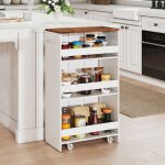 Giantex desserte de cuisine �troit � roulettes avec freins - 475x25x805cm - chariot de service � 4 niveaux ...