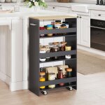 Giantex desserte de cuisine �troit � roulettes avec freins - 475x25x805cm - chariot de service � 4 niveaux ...