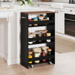 Giantex desserte de cuisine �troit � roulettes avec freins - 475x25x805cm - chariot de service � 4 niveaux ...