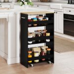 Giantex desserte de cuisine �troit � roulettes avec freins - 475x25x805cm - chariot de service � 4 niveaux ...
