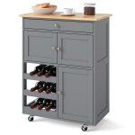 Giantex desserte de cuisine � roulettes plateau en bois dh�v�a tiroir porte - bouteilles armoire � portes ...