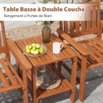 Giantex ensemble bistrot 3 pi�ces pour 2 personnes - chaise et table de patio en bois avec rangement ...